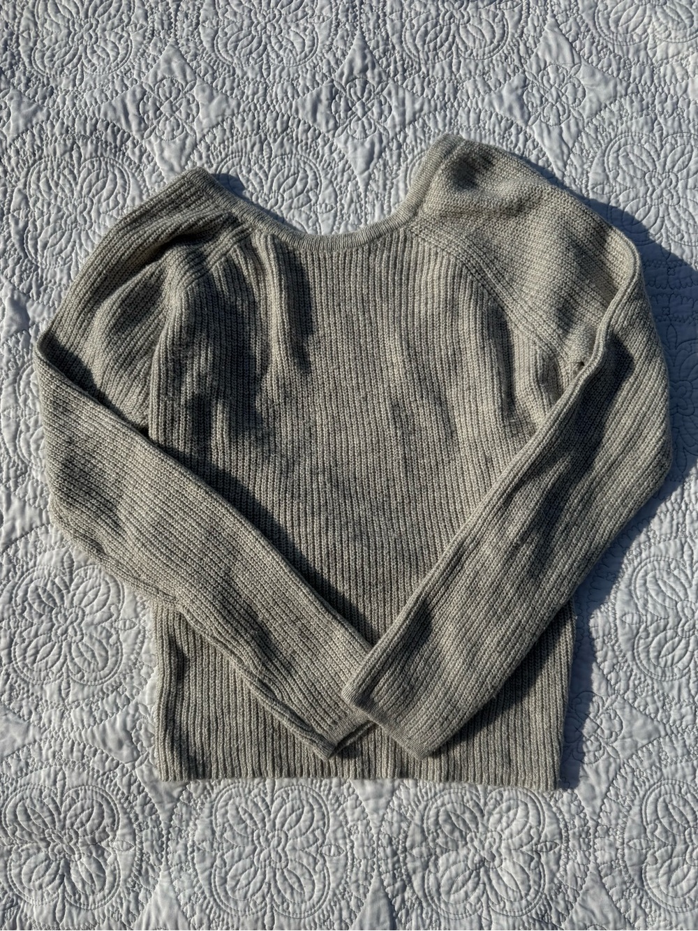 Soft Ribbed Gray Women's Open Back Sweater